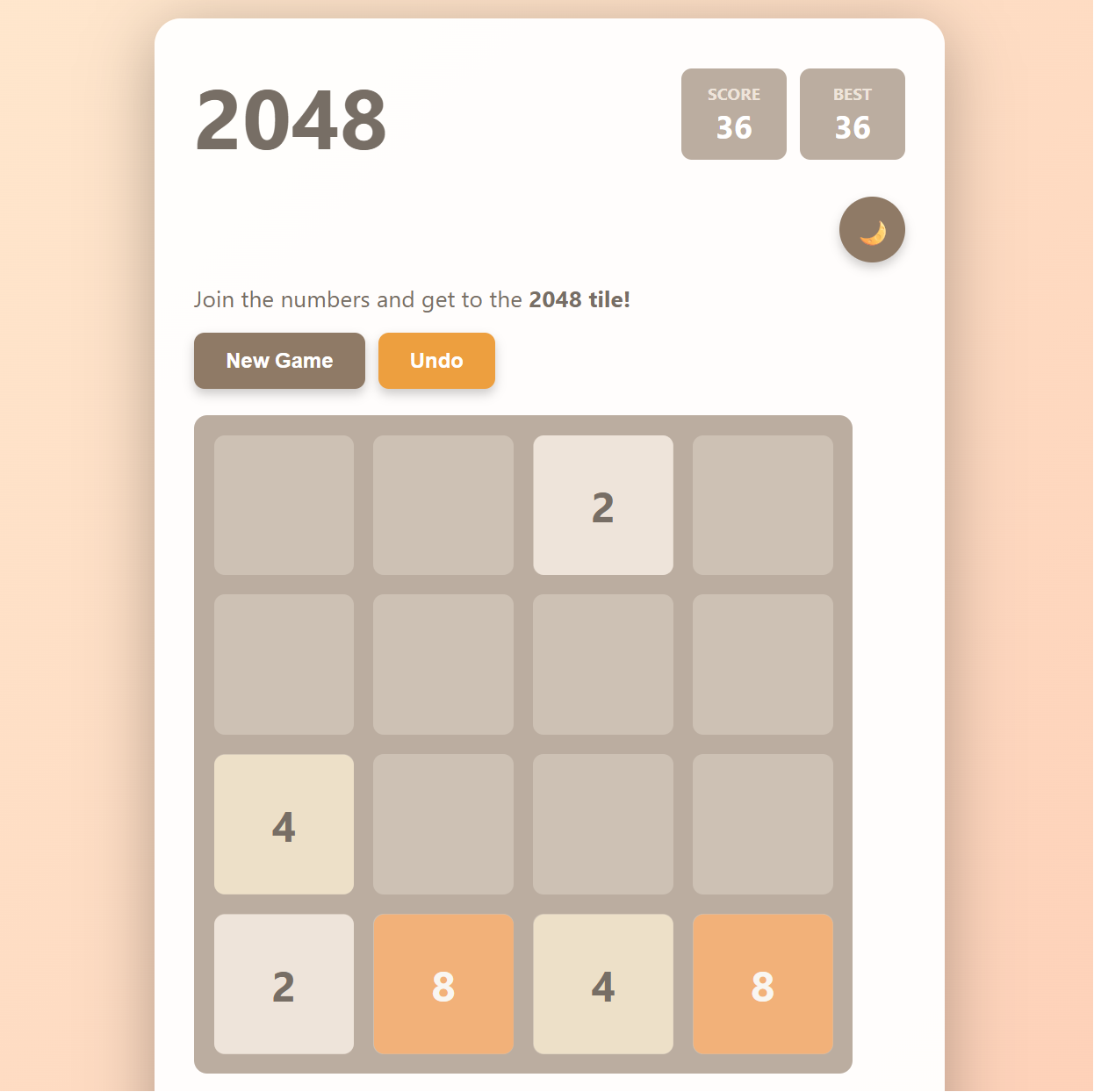 2048 game - merge numbers to reach 2048