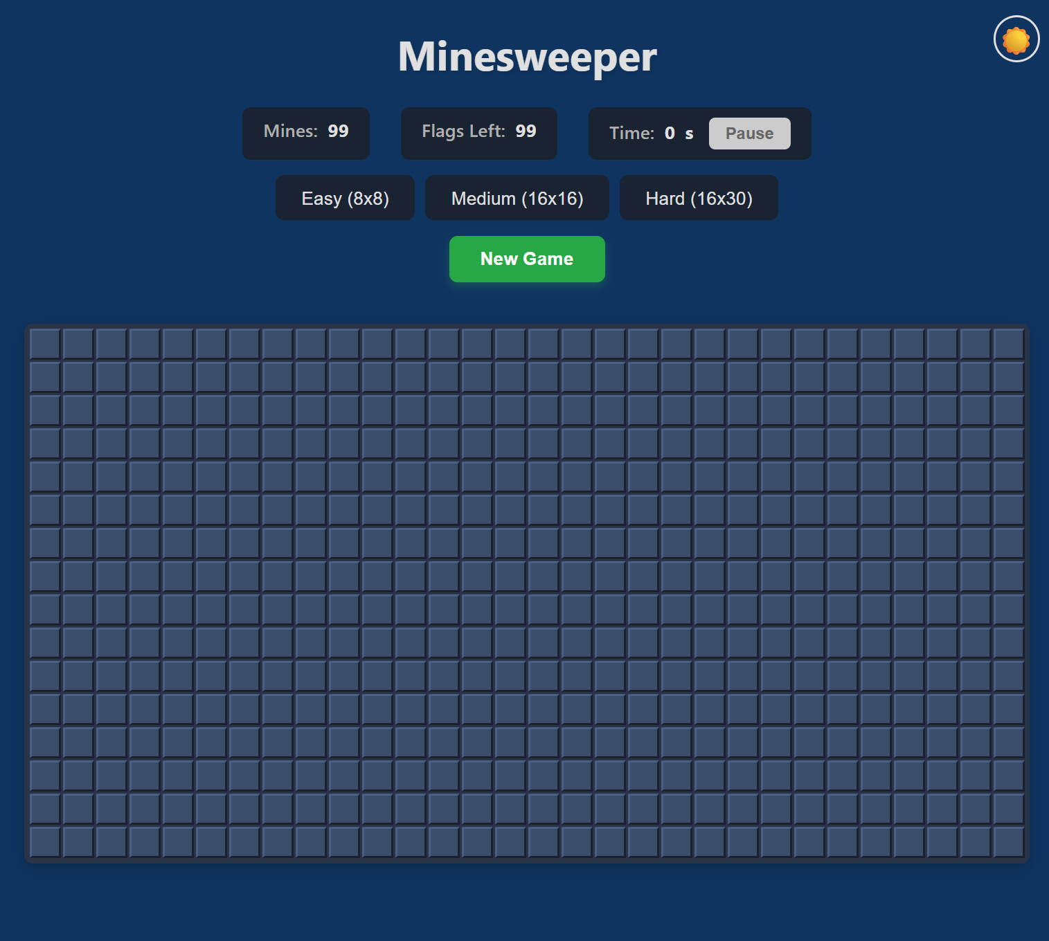 Minesweeper game - find mines and reveal the board