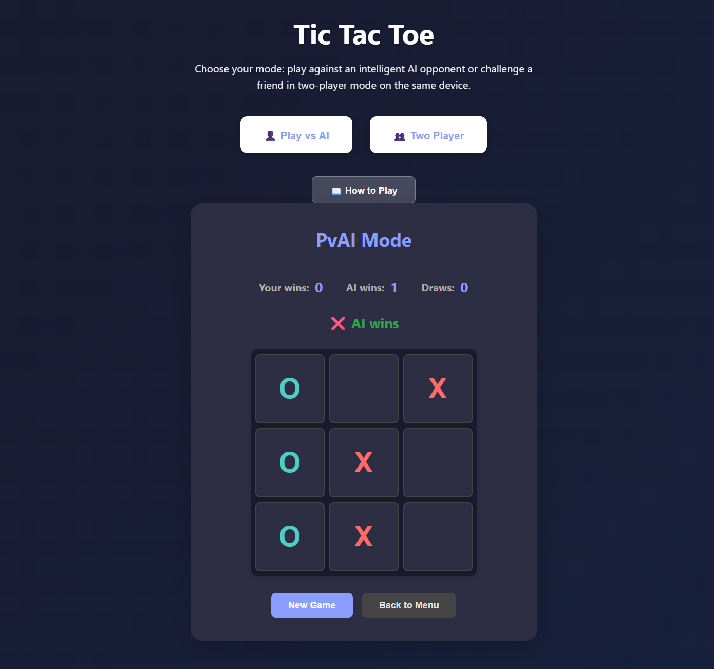 Tic-Tac-Toe game - play X and O on 3x3 grid